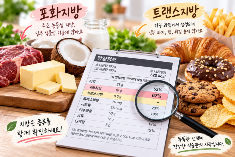 포화지방과 트랜스지방은 뭐가 다를까? 영양성분표에서 지방 확인하는 법 2 ChatGPT Image 2026년 9월 10일 오전 11 28 12